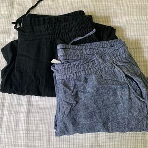 2 pair Old Navy linen blend mid rise pants size L